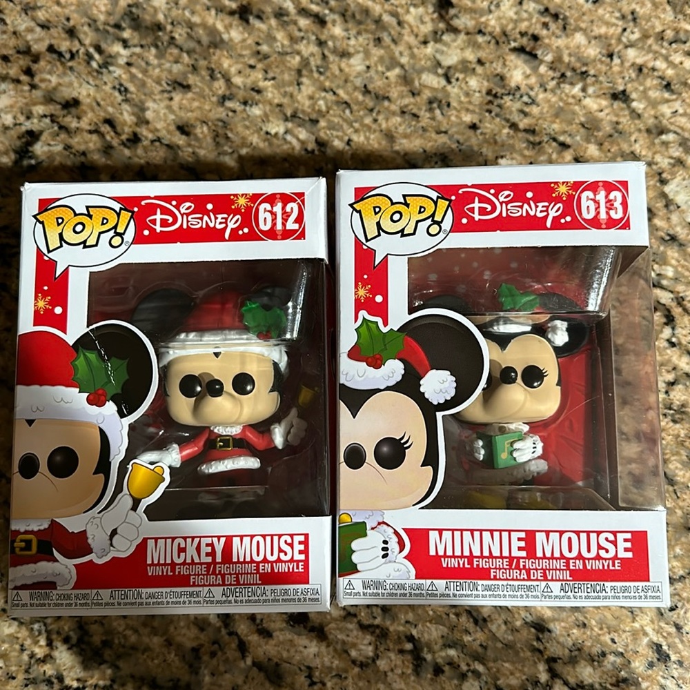 Mickey and Minnie Mouse Funko Pop.  Number 612 and 613